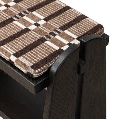Landrea Accent Stool by Four Hands in sandhill cocoa, smoked black, smoked black veneer. Made from 100% polyester, solid oak, thick oak veneer in a unique style.