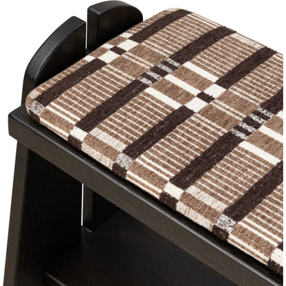 Landrea Accent Stool by Four Hands in sandhill cocoa, smoked black, smoked black veneer. Made from 100% polyester, solid oak, thick oak veneer in a unique style.
