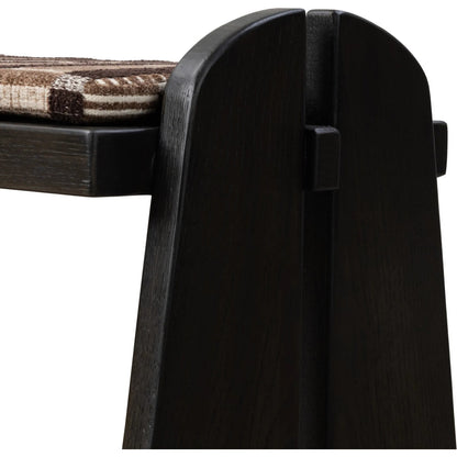 Landrea Accent Stool by Four Hands in sandhill cocoa, smoked black, smoked black veneer. Made from 100% polyester, solid oak, thick oak veneer in a unique style.