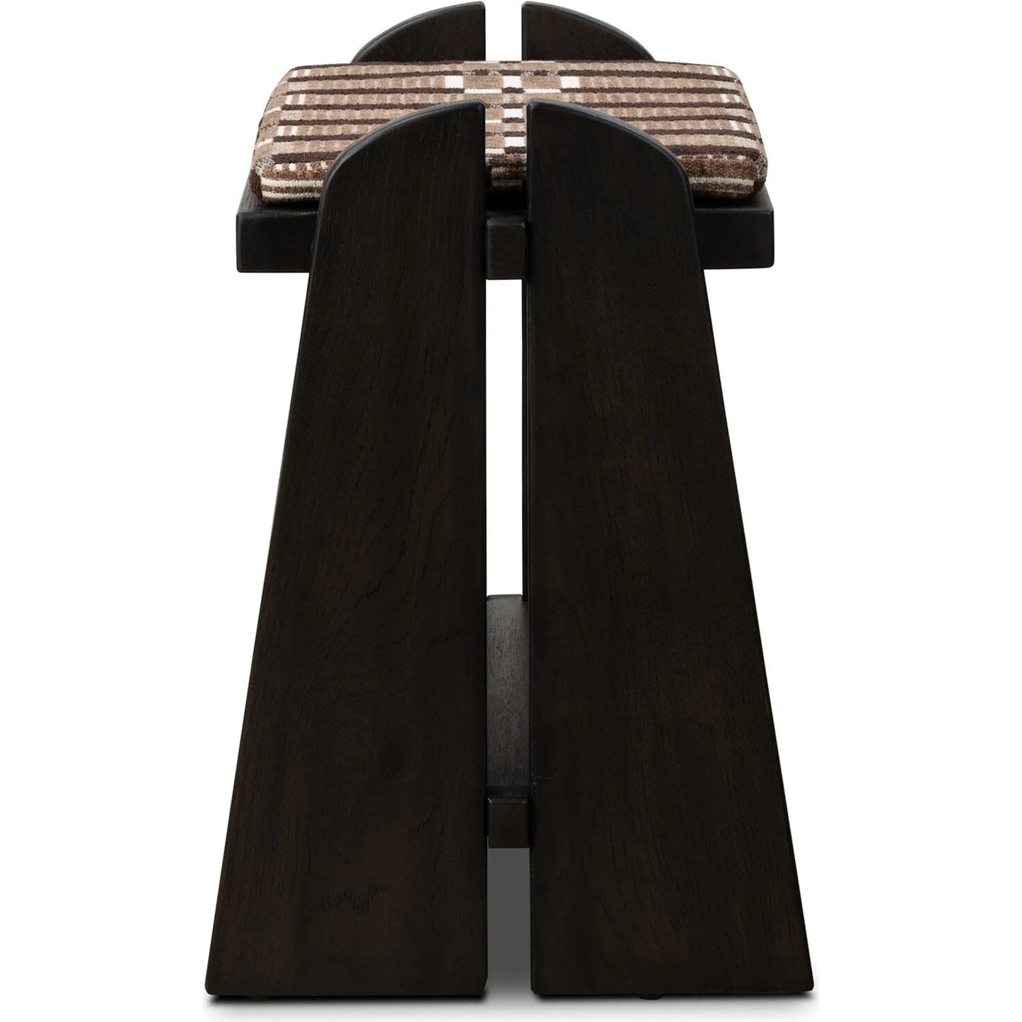 001 SI-2635229 | Additional Silo | Landrea Accent Stool by Four Hands in sandhill cocoa, smoked black, smoked black veneer. Made from 100% polyester, solid oak, thick oak veneer in a unique style.