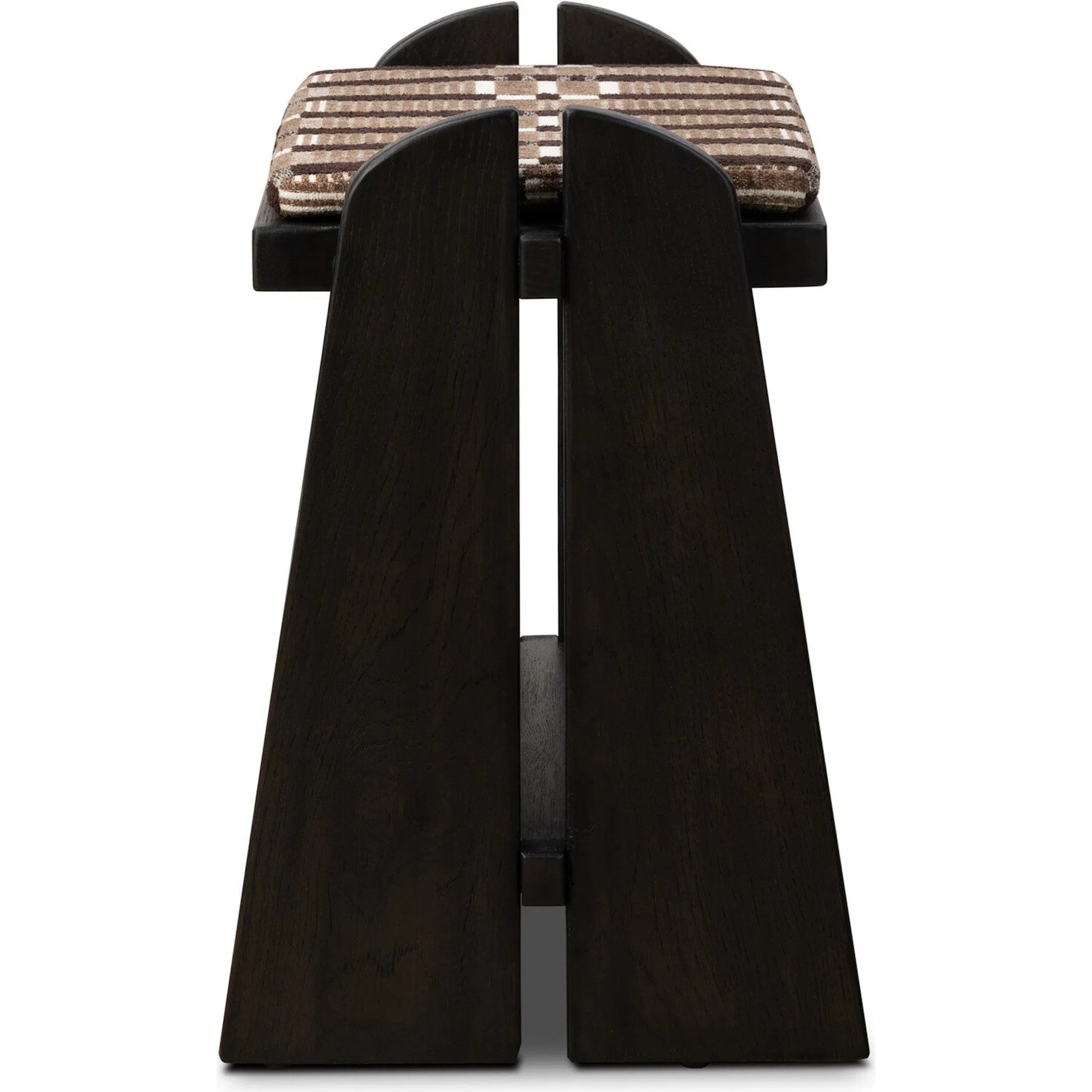 Landrea Accent Stool by Four Hands in sandhill cocoa, smoked black, smoked black veneer. Made from 100% polyester, solid oak, thick oak veneer in a unique style.