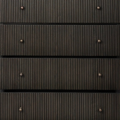 Ona 6-Drawer Dresser by Four Hands in smoked black mindi, smoked black mindi veneer. Made from solid mindi, mindi veneer in a unique style.