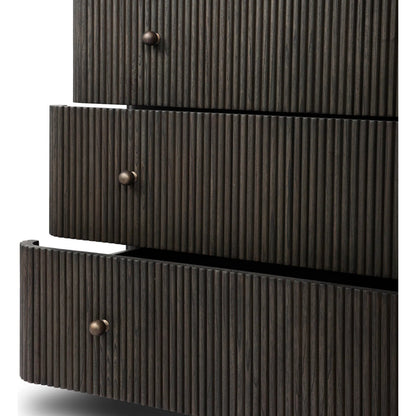 Ona 6-Drawer Dresser by Four Hands in smoked black mindi, smoked black mindi veneer. Made from solid mindi, mindi veneer in a unique style.