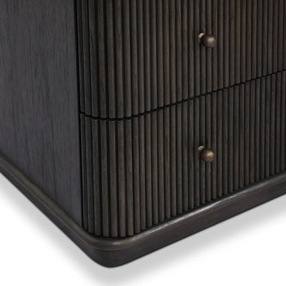 Ona 6-Drawer Dresser by Four Hands in smoked black mindi, smoked black mindi veneer. Made from solid mindi, mindi veneer in a unique style.