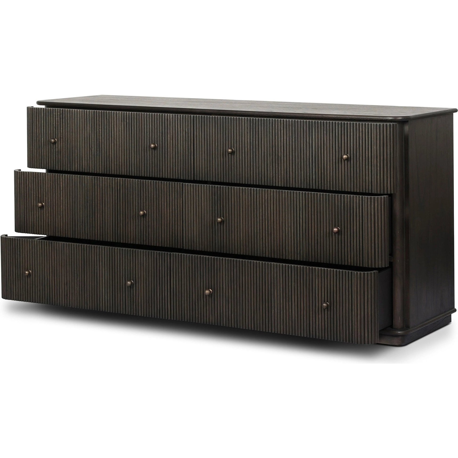 Ona 6-Drawer Dresser by Four Hands in smoked black mindi, smoked black mindi veneer. Made from solid mindi, mindi veneer in a unique style.