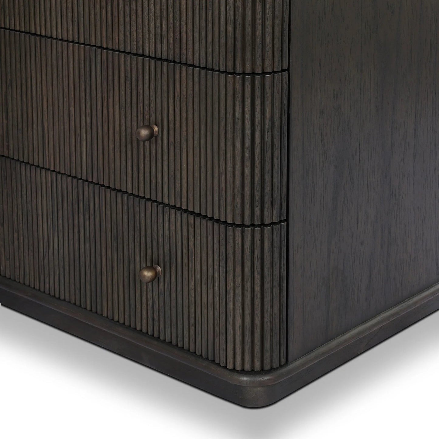 009 SI-2635236 | Closeup | Ona Tall Dresser by Four Hands in smoked black mindi, smoked black mindi veneer. Made from solid mindi, mindi veneer in a unique style.