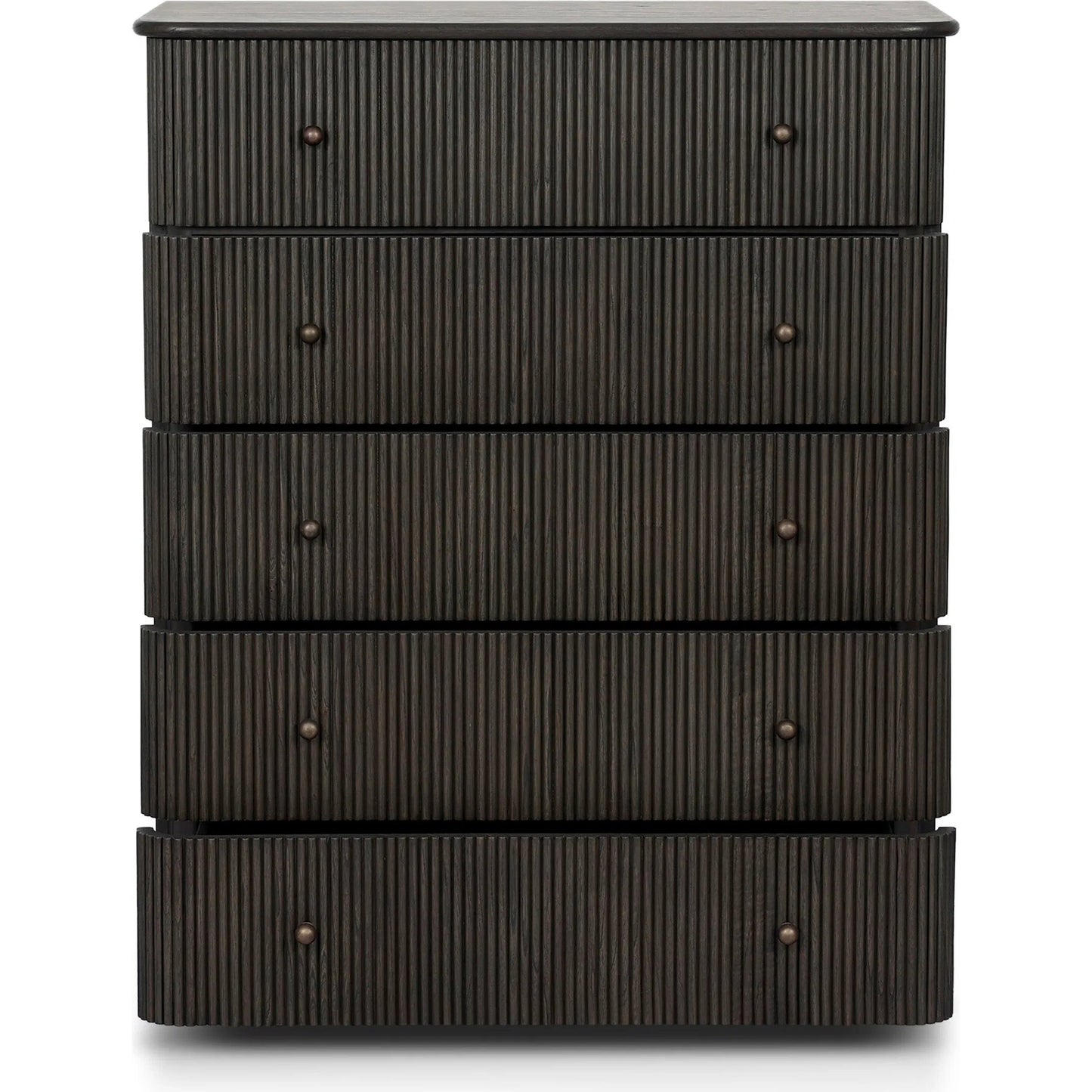 010 SI-2635236 | Closeup | Ona Tall Dresser by Four Hands in smoked black mindi, smoked black mindi veneer. Made from solid mindi, mindi veneer in a unique style.