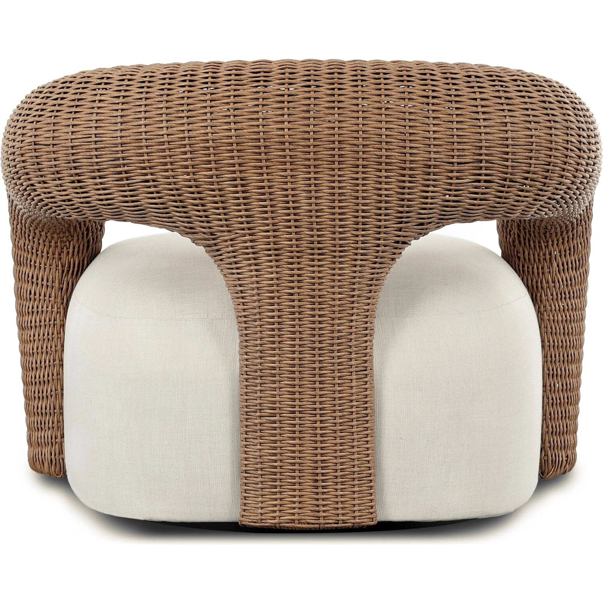 Mazie Outdoor Swivel Chair by Four Hands in vergo cream, textured sand. Made from 100% polyester, 100% polyethylene in a unique style.