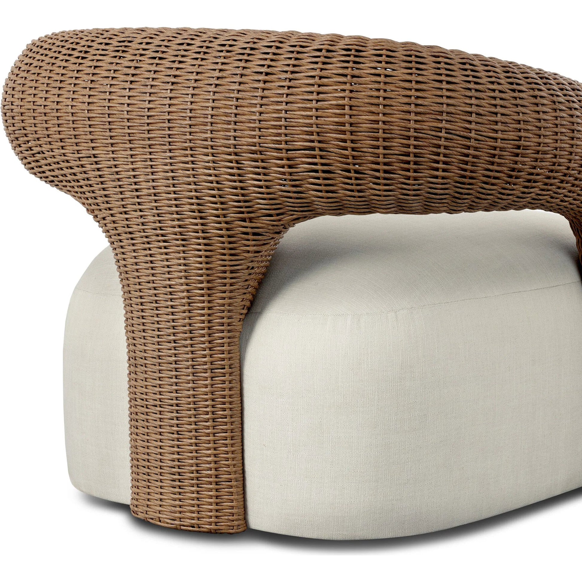 Mazie Outdoor Swivel Chair by Four Hands in vergo cream, textured sand. Made from 100% polyester, 100% polyethylene in a unique style.