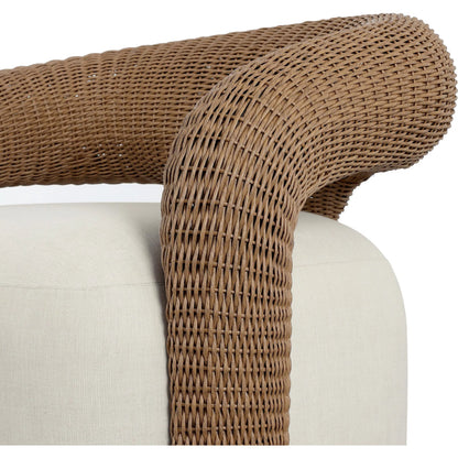 Mazie Outdoor Swivel Chair by Four Hands in vergo cream, textured sand. Made from 100% polyester, 100% polyethylene in a unique style.