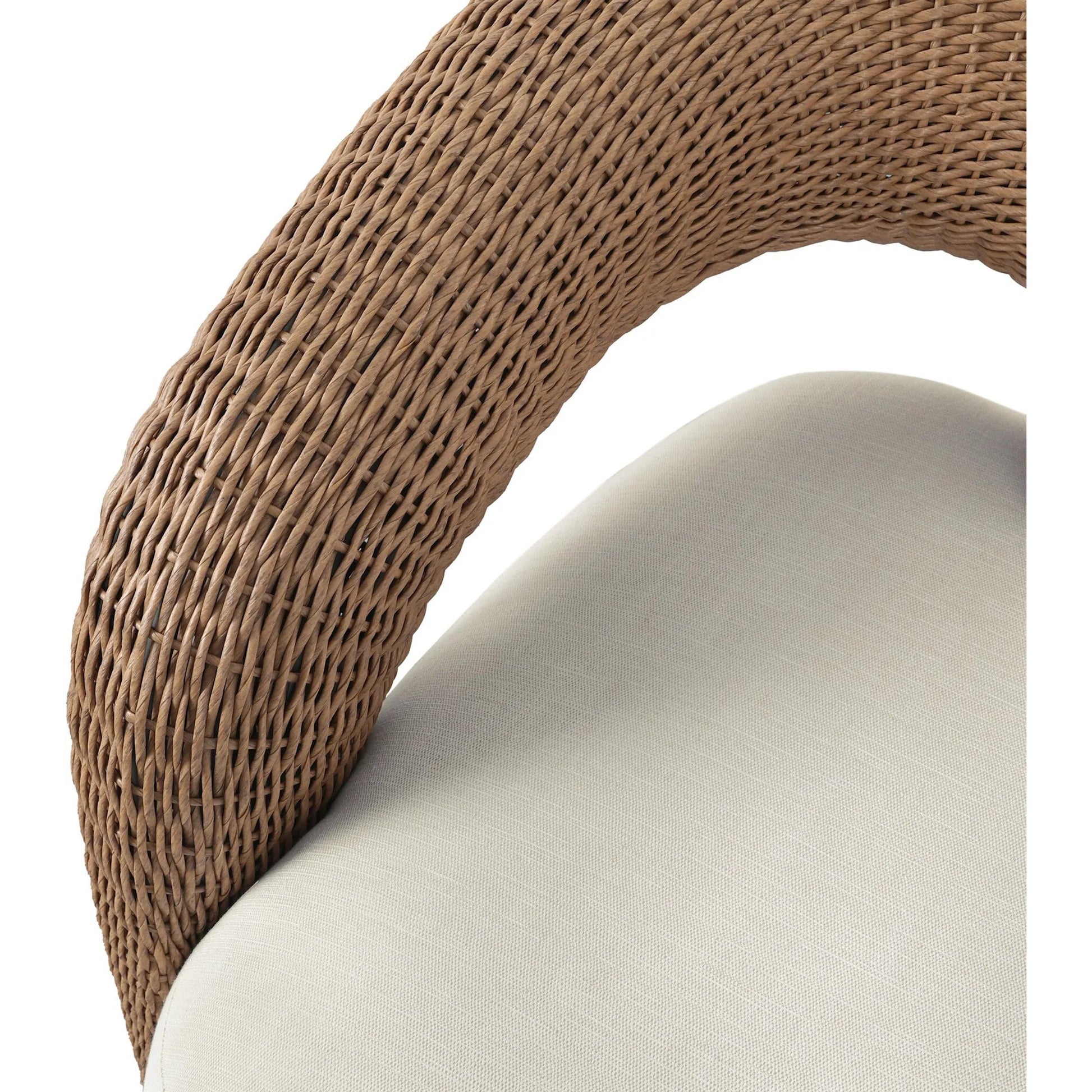 Mazie Outdoor Swivel Chair by Four Hands in vergo cream, textured sand. Made from 100% polyester, 100% polyethylene in a unique style.