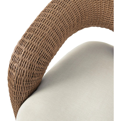 Mazie Outdoor Swivel Chair by Four Hands in vergo cream, textured sand. Made from 100% polyester, 100% polyethylene in a unique style.