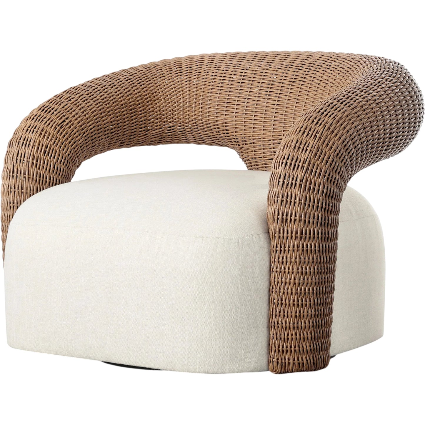 001 SI-2531662 | Primary Silo | Mazie Outdoor Swivel Chair by Four Hands in vergo cream, textured sand. Made from 100% polyester, 100% polyethylene in a unique style.