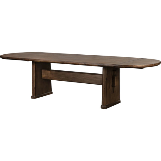 Melina Extension Dining Table by Four Hands in weathered acacia veneer. Made from thick acacia veneer, solid acacia in a unique style.