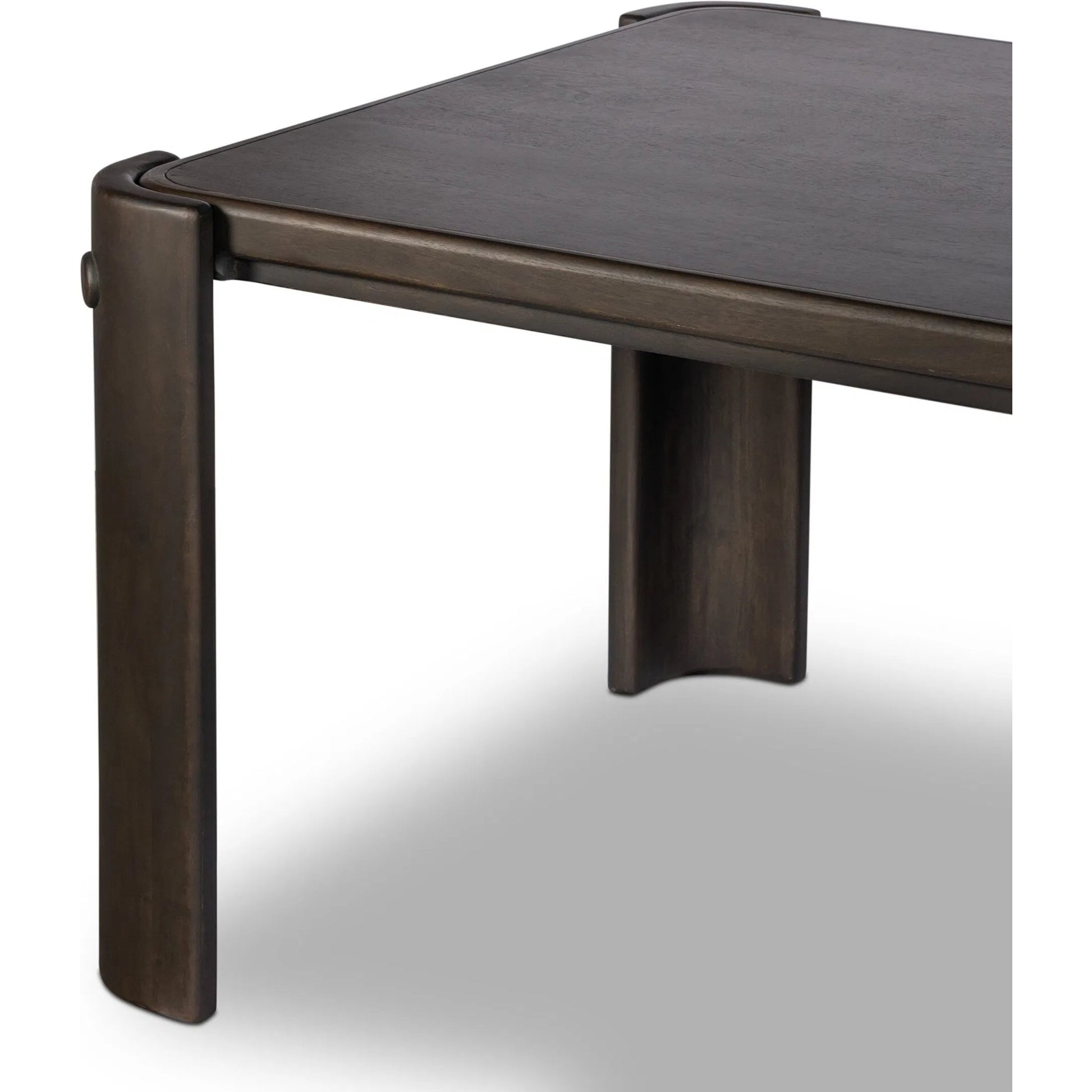 Sono Dining Table by Four Hands in espresso mango veneer. Made from thick mango veneer, solid mango in a unique style.