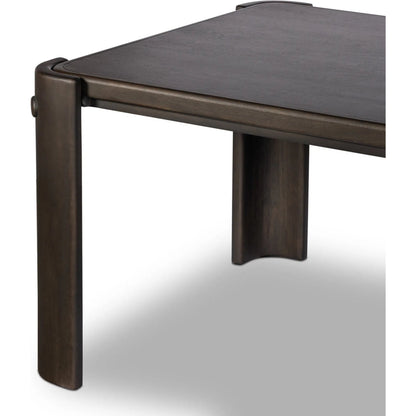 Sono Dining Table by Four Hands in espresso mango veneer. Made from thick mango veneer, solid mango in a unique style.