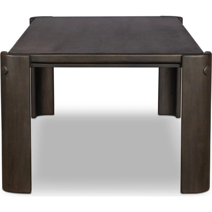Sono Dining Table by Four Hands in espresso mango veneer. Made from thick mango veneer, solid mango in a unique style.