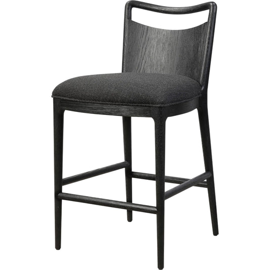 Jessen Stool by Four Hands in gibson black, black wash oak. Made from 97% polyester, 3% acrylic, solid oak in a unique style.