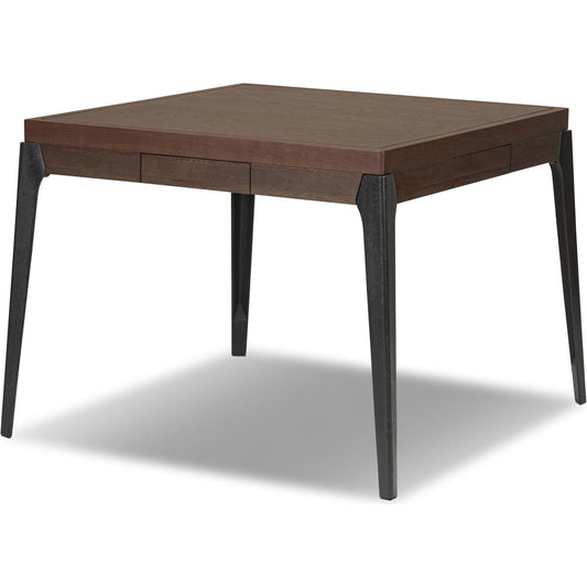 District Eight Mahjong Table by Four Hands. Made from solid oak, 92% polyester, 8% polyamide, top grain leather in a modern style.