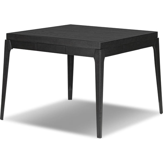 District Eight Mahjong Table by Four Hands in ebonized oak, black felt, ink black leather. Made from solid oak, 92% polyester, 8% polyamide, top grain leather in a unique style.