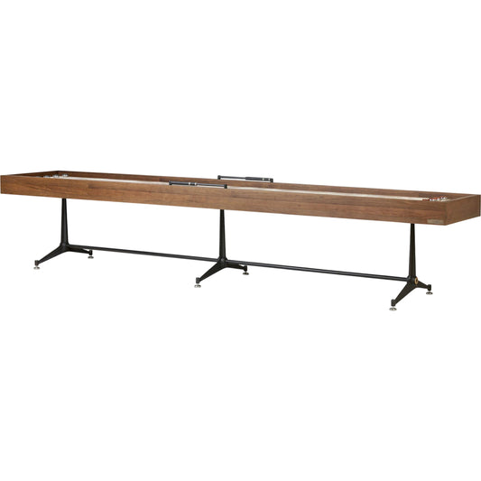 District Eight Large Shuffleboard Table by Four Hands. Made from solid oak, top grain leather, cast iron in a transitional style.