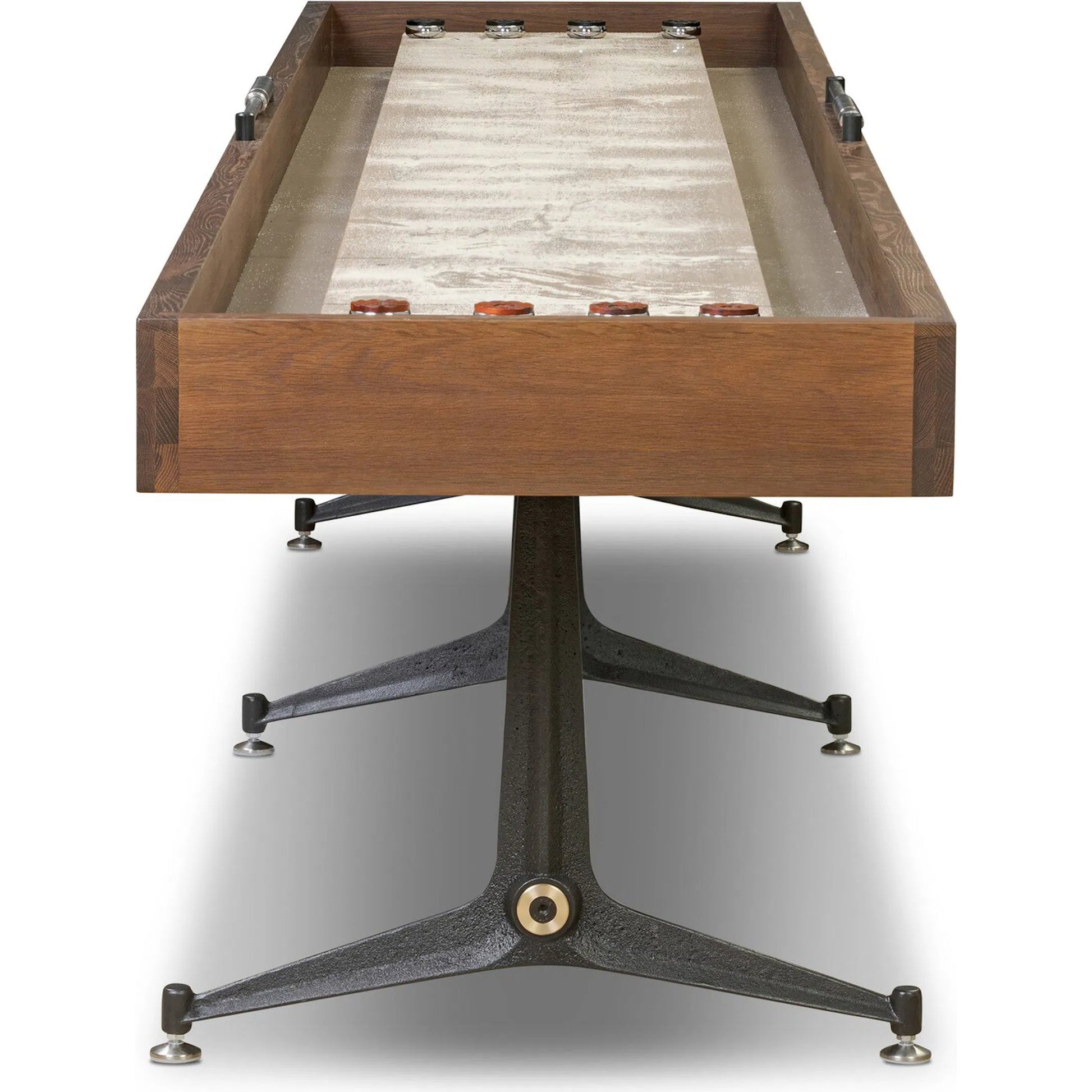District Eight Large Shuffleboard Table by Four Hands. Made from solid oak, top grain leather, cast iron in a transitional style.