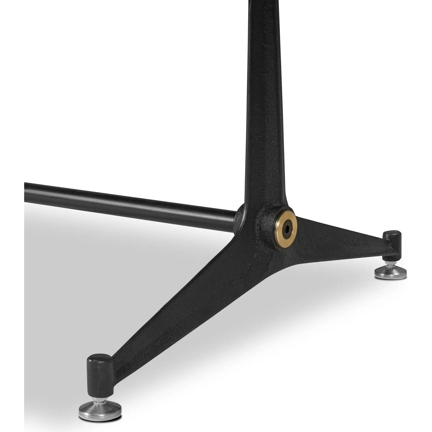017 SI-2377046 | Closeup | District Eight Large Shuffleboard Table by Four Hands. Made from solid oak, top grain leather, cast iron in a transitional style.