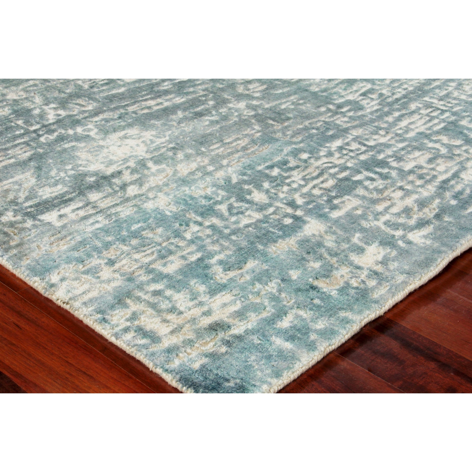 Reflections Rug - Teal by Exquisite Rugs in teal. Made from bamboo silk in a unique style.