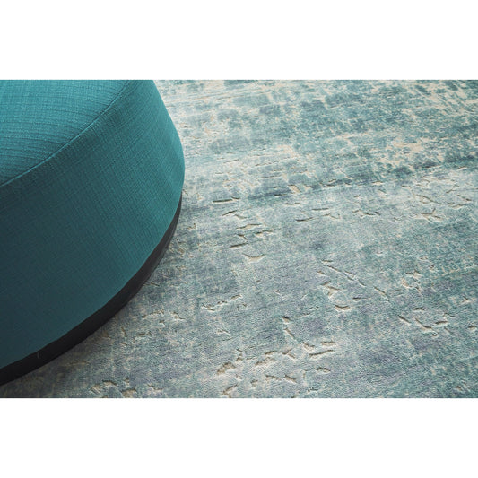 Reflections Rug - Teal by Exquisite Rugs in teal. Made from bamboo silk, cotton in a unique style.
