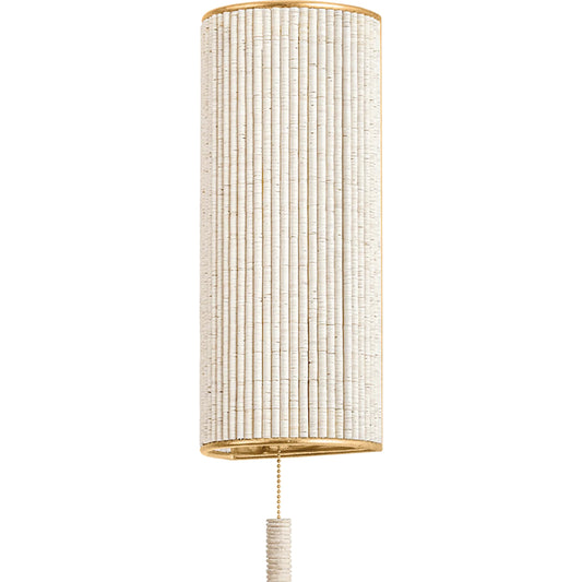 Hampden Wall Sconce by Hudson Valley in white, vintage gold leaf. Made from natural woven in a unique style.