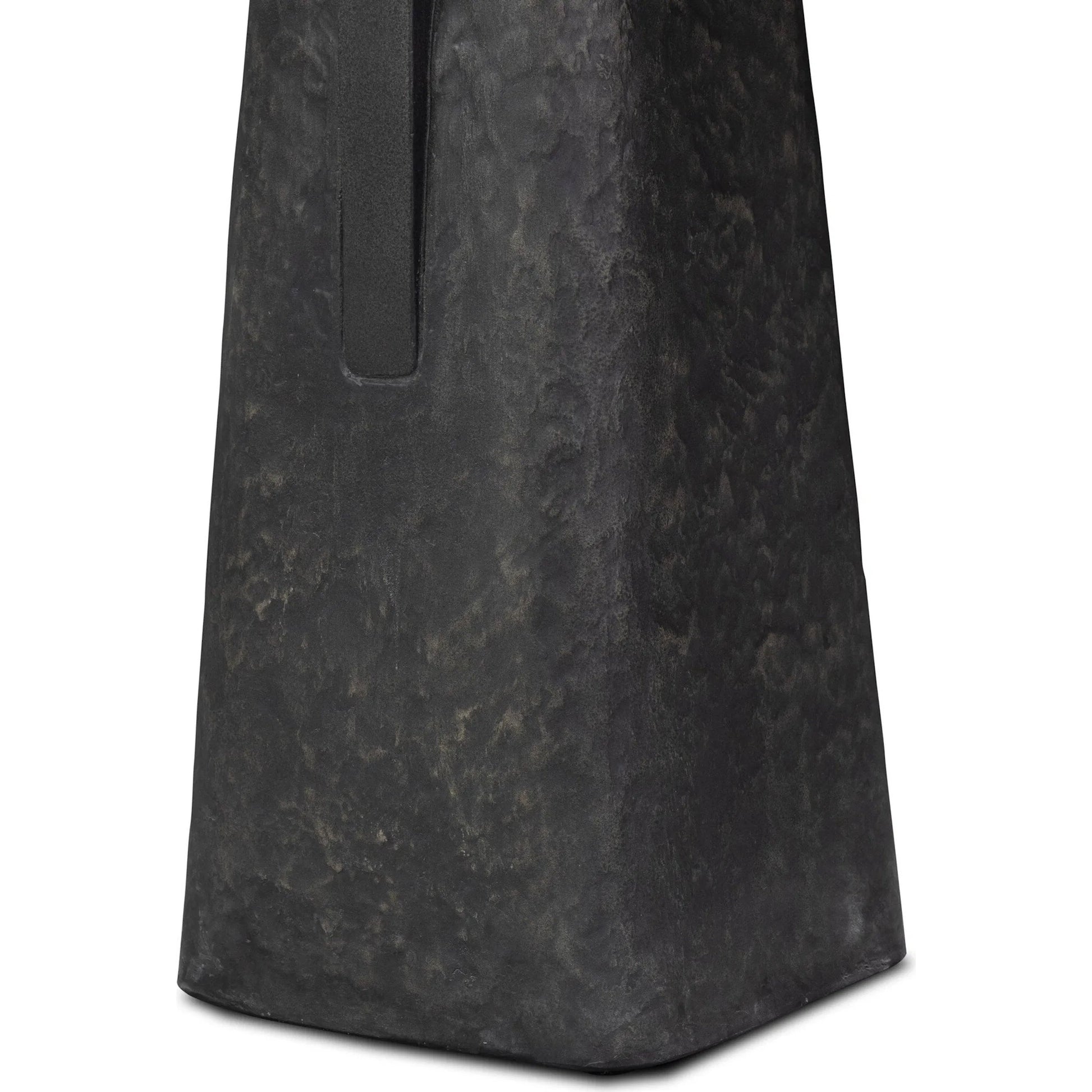 Daro Outdoor End Table by Four Hands in charcoal concrete, textured black concrete. Made from solid concrete in a unique style.