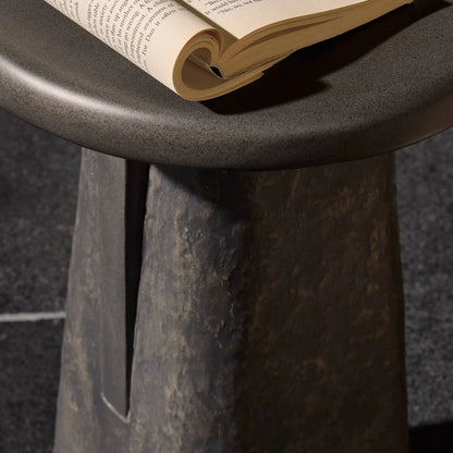 Daro Outdoor End Table by Four Hands in charcoal concrete, textured black concrete. Made from solid concrete in a unique style.