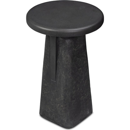 Daro Outdoor End Table by Four Hands in charcoal concrete, textured black concrete. Made from solid concrete in a unique style.
