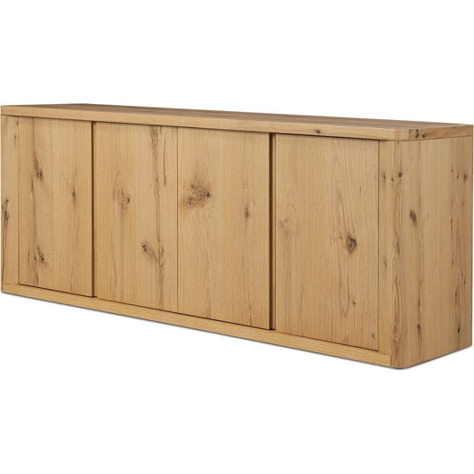 Novella Sideboard by Four Hands in natural oak veneer thick random. Made from thick oak veneer in a unique style.