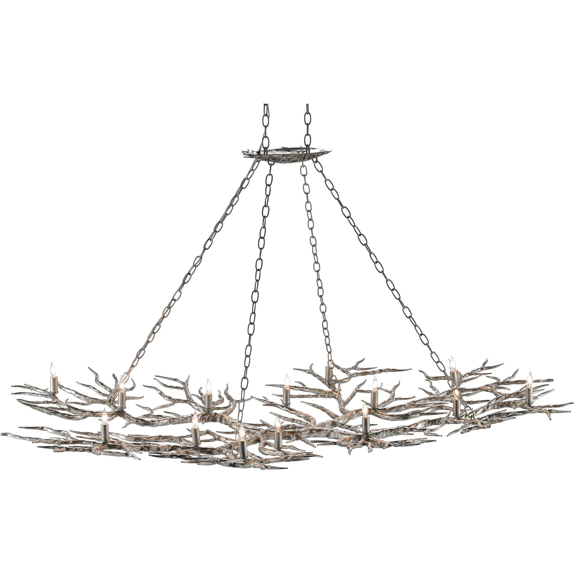 Rainforest Chandelier by Currey and Company in rustic bronze. Made from unique in a rustic style.