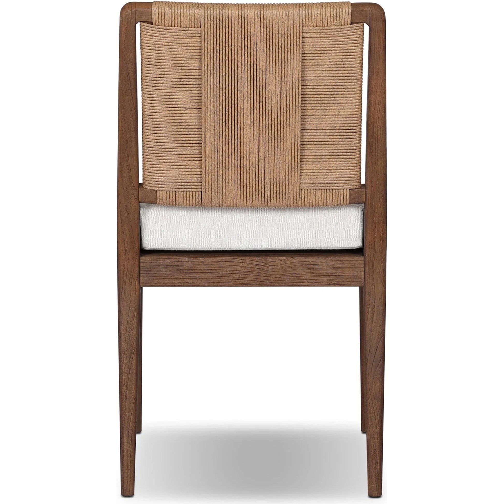 Rothler Outdoor Dining Chair by Four Hands in vergo cream, stained toasted brown-fsc, textured sand. Made from 100% polyester, solid fsc®-certified teak, 100% polyethylene in a unique style.