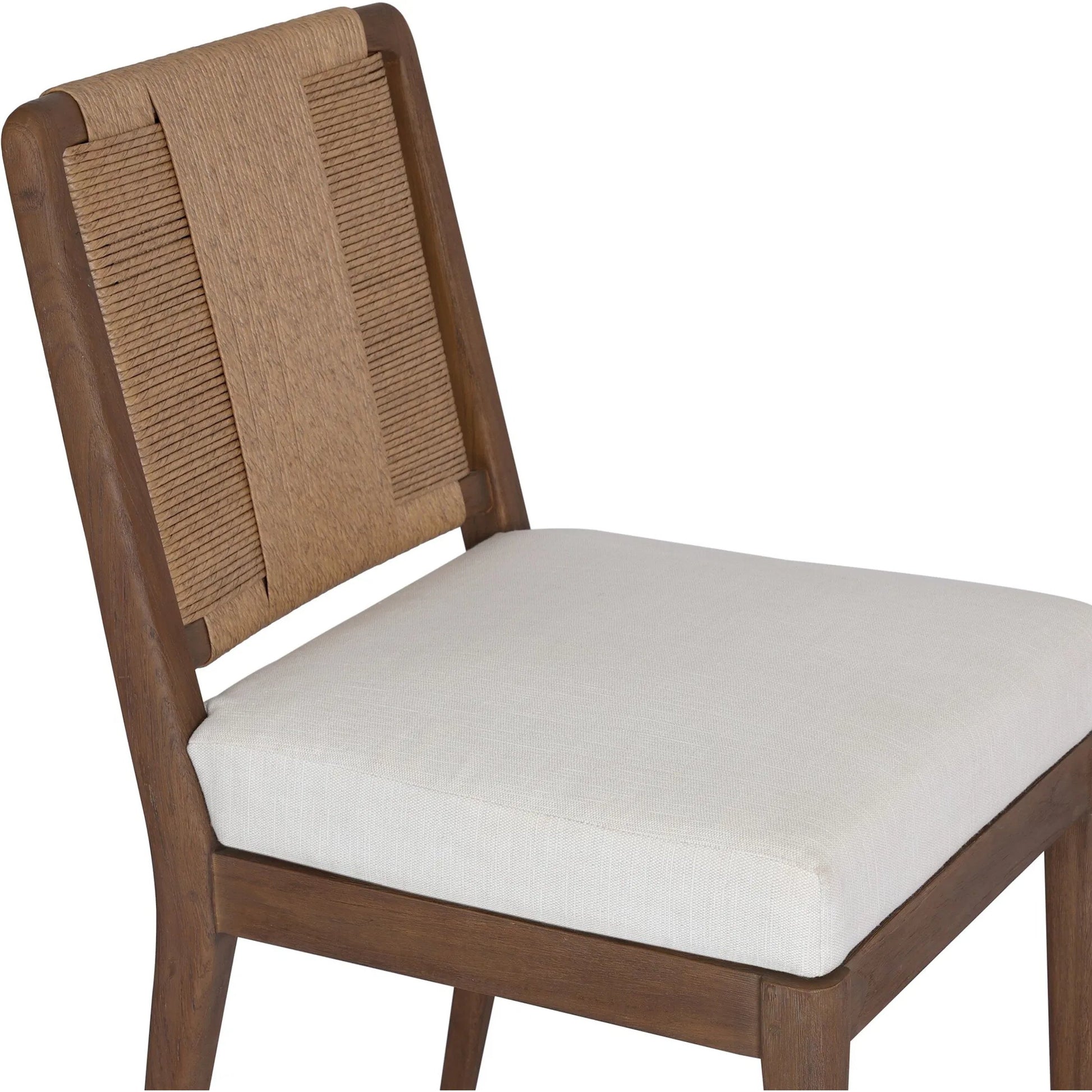 Rothler Outdoor Dining Chair by Four Hands in vergo cream, stained toasted brown-fsc, textured sand. Made from 100% polyester, solid fsc®-certified teak, 100% polyethylene in a unique style.