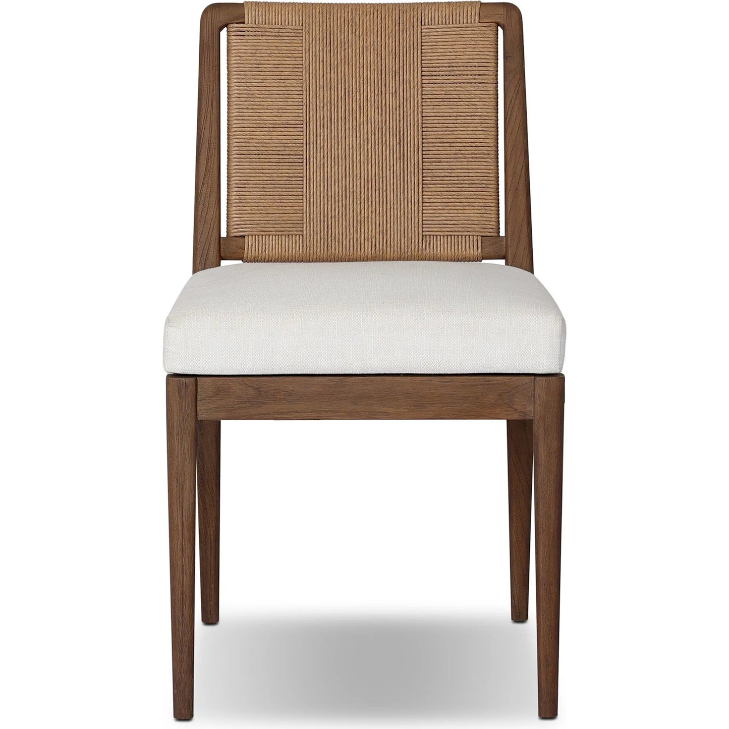 002 SI-2531686 | Additional Silo | Rothler Outdoor Dining Chair by Four Hands in vergo cream, stained toasted brown-fsc, textured sand. Made from 100% polyester, solid fsc®-certified teak, 100% polyethylene in a unique style.