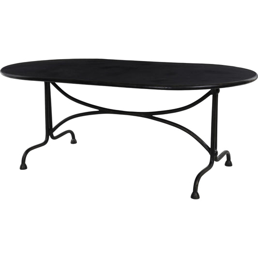 Lenoir Outdoor Dining Table-76" by Four Hands in distressed bronze. Made from aluminum in a unique style.