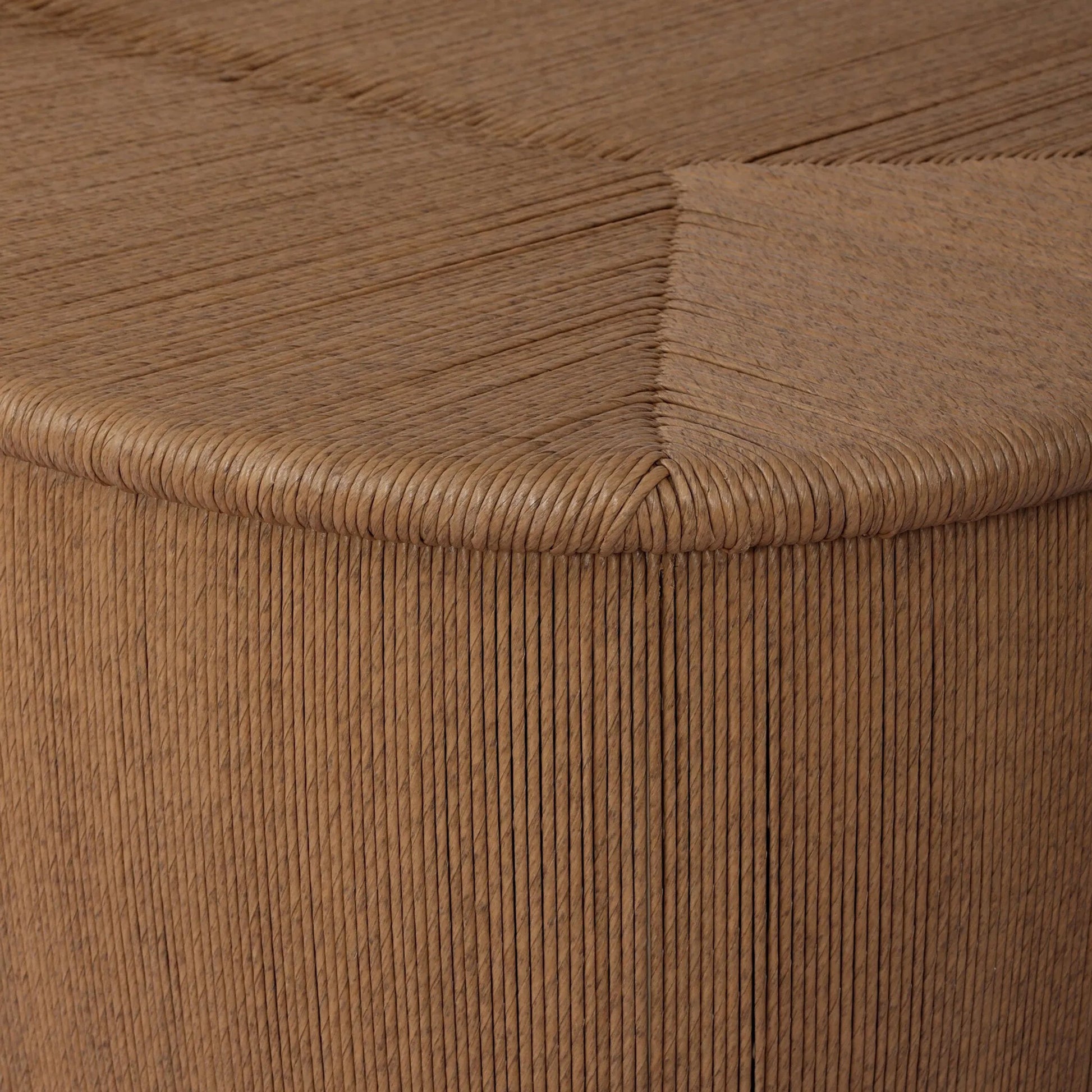 Taum Outdoor Coffee Table by Four Hands in textured sand. Made from 100% polyethylene in a unique style.