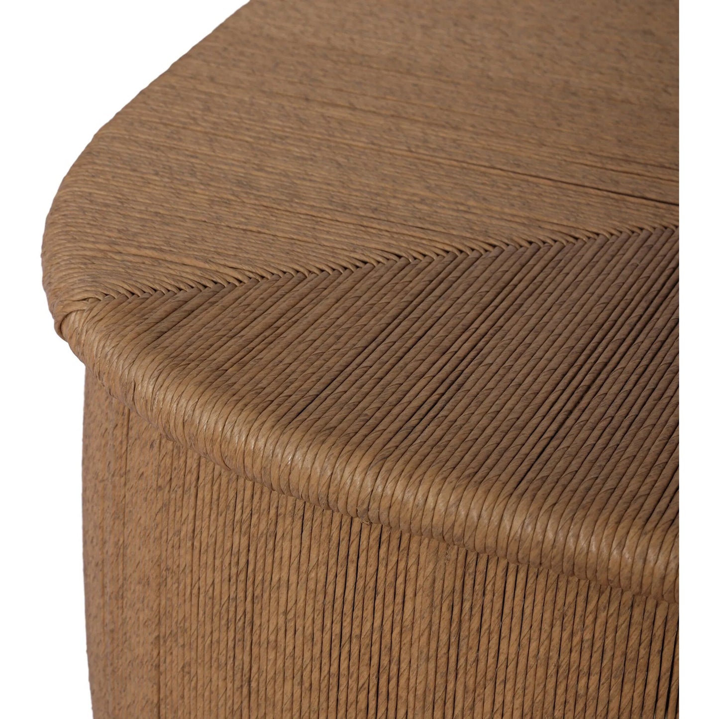 008 SI-2531711 | Closeup | Taum Outdoor Coffee Table by Four Hands in textured sand. Made from 100% polyethylene in a unique style.