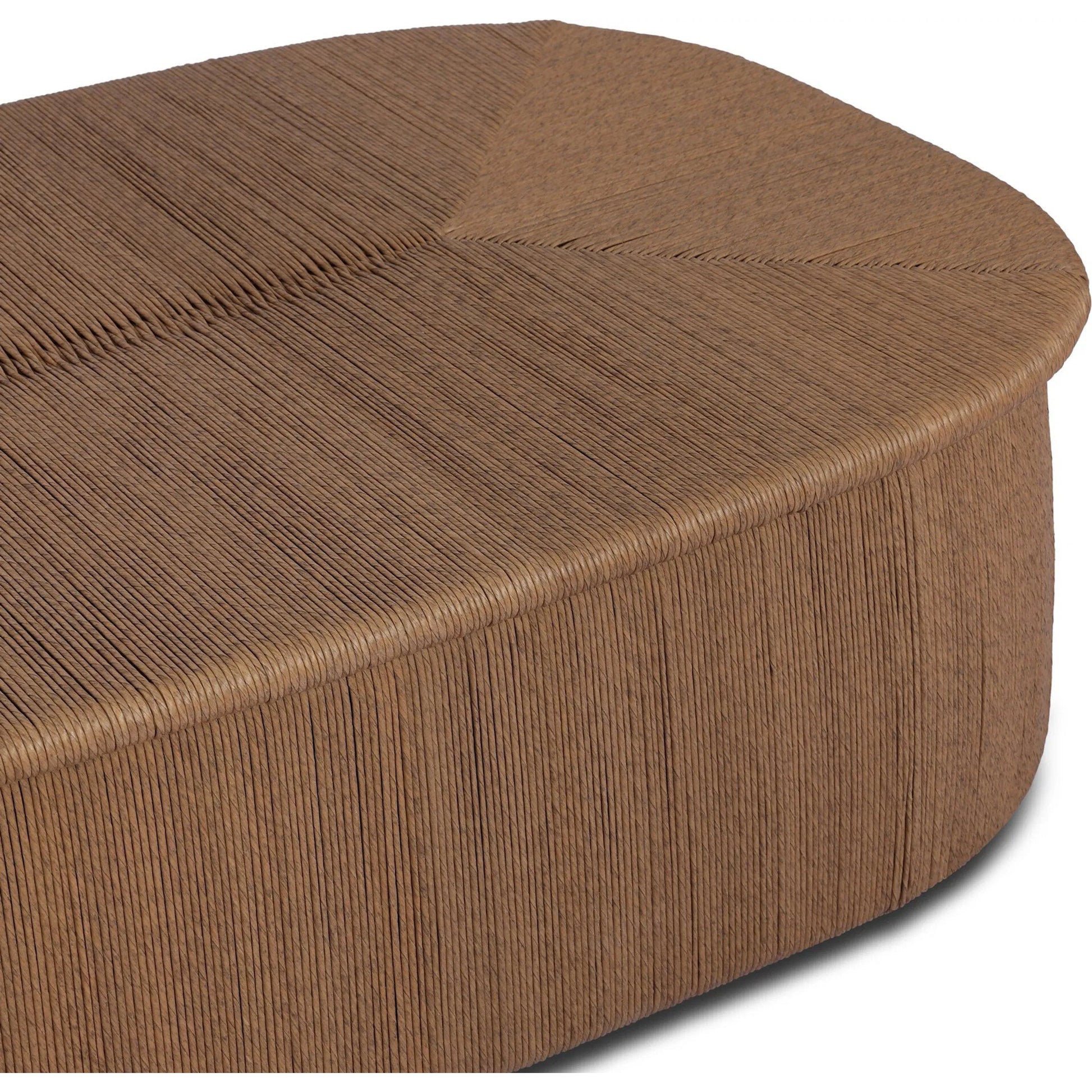 Taum Outdoor Coffee Table by Four Hands in textured sand. Made from 100% polyethylene in a unique style.