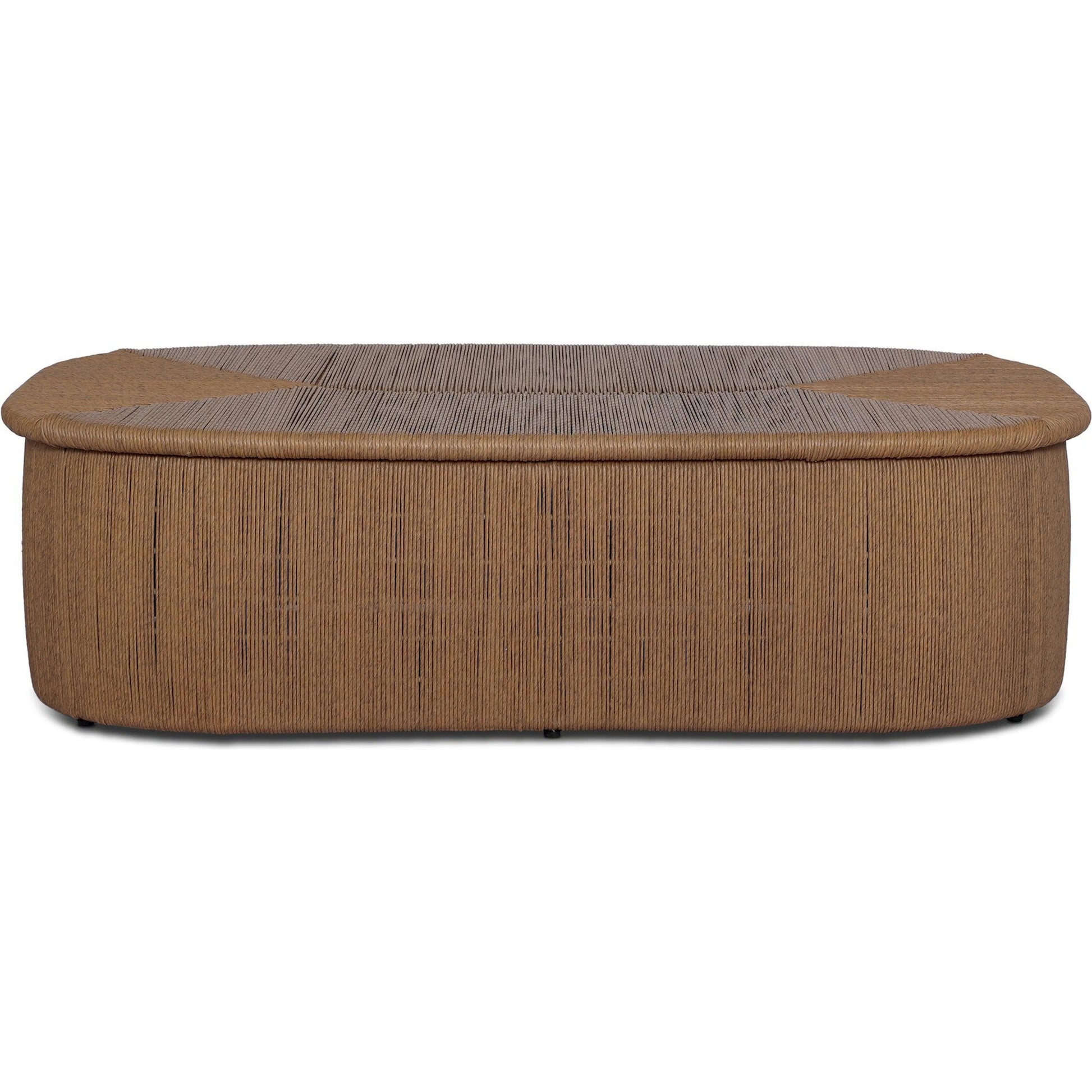 Taum Outdoor Coffee Table by Four Hands in textured sand. Made from 100% polyethylene in a unique style.