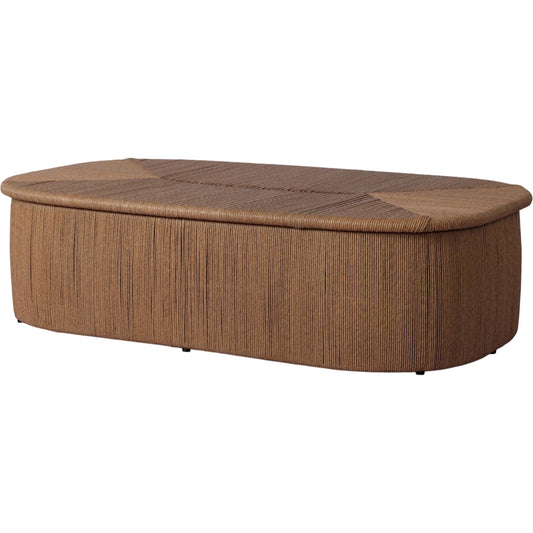 Taum Outdoor Coffee Table by Four Hands in textured sand. Made from 100% polyethylene in a unique style.