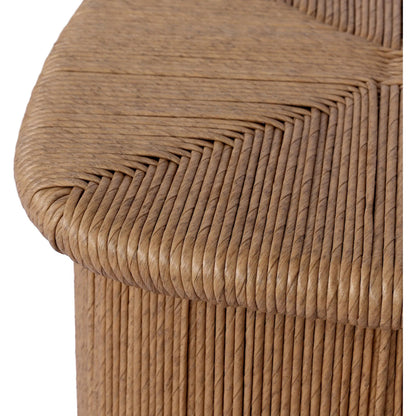 Taum Outdoor Stool by Four Hands in textured sand. Made from 100% polyethylene in a unique style.