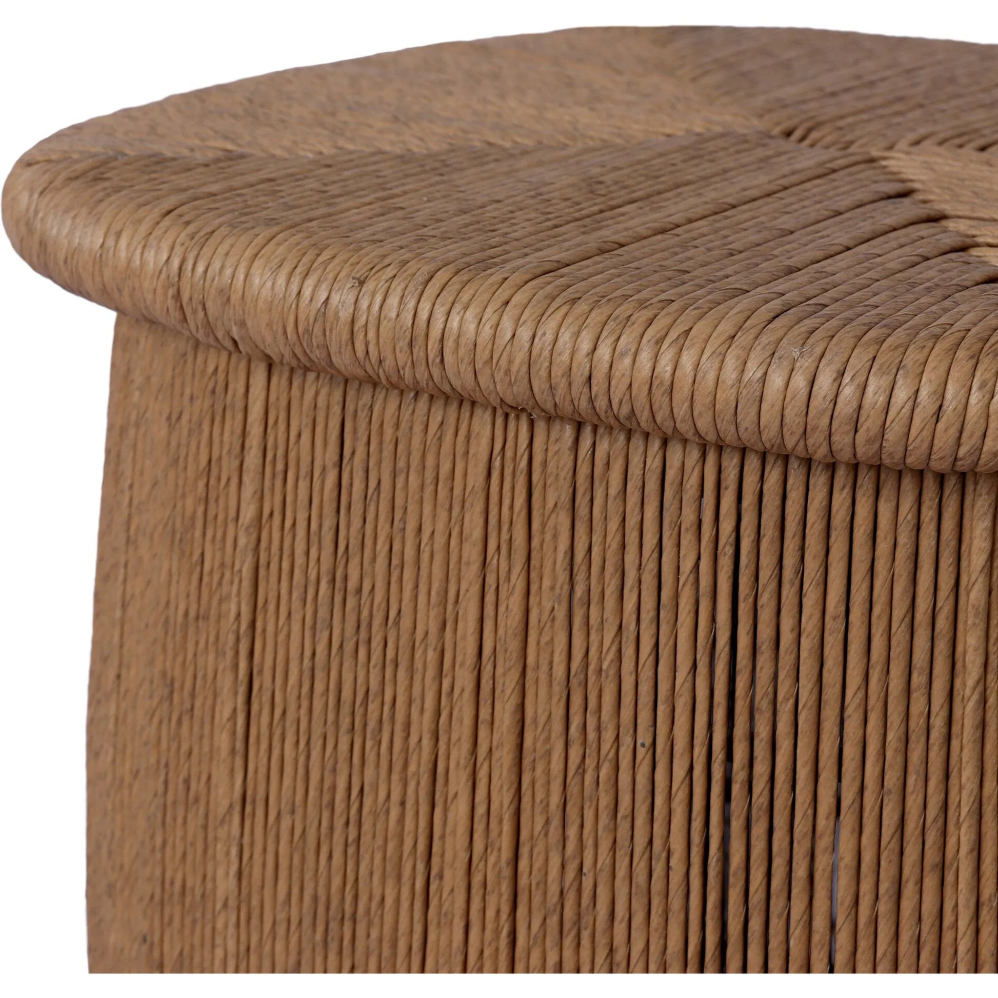 Taum Outdoor Stool by Four Hands in textured sand. Made from 100% polyethylene in a unique style.