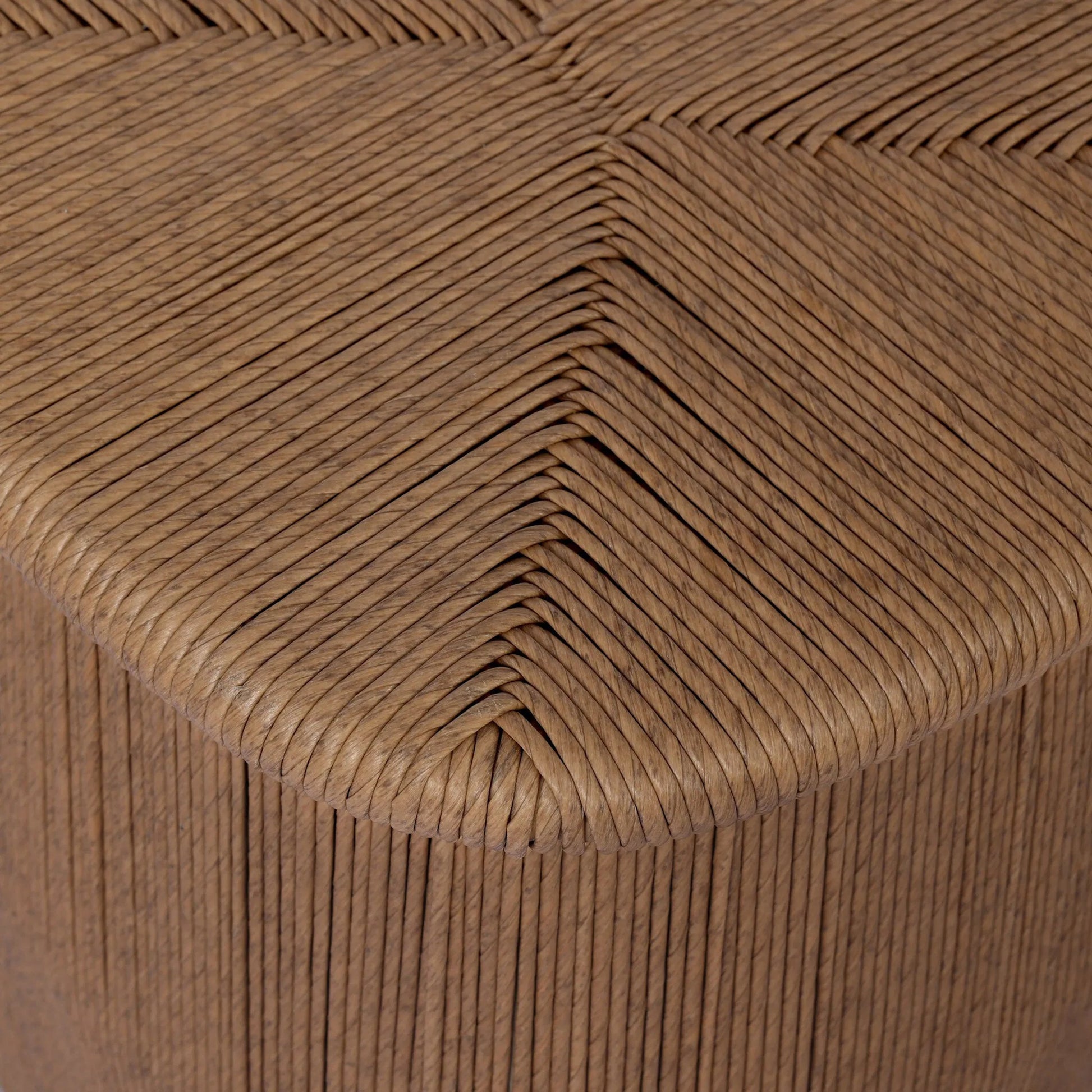 Taum Outdoor Stool by Four Hands in textured sand. Made from 100% polyethylene in a unique style.
