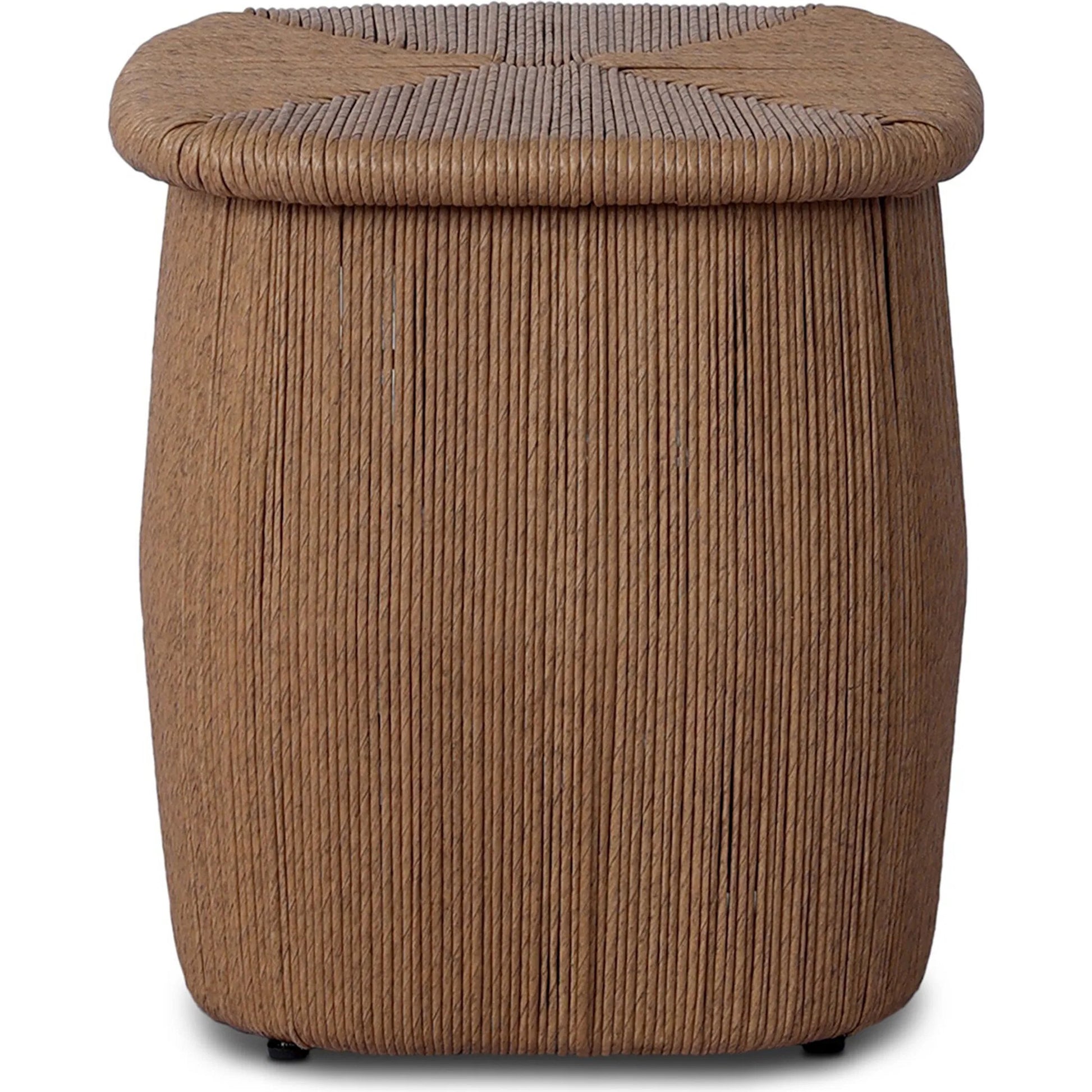 Taum Outdoor Stool by Four Hands in textured sand. Made from 100% polyethylene in a unique style.