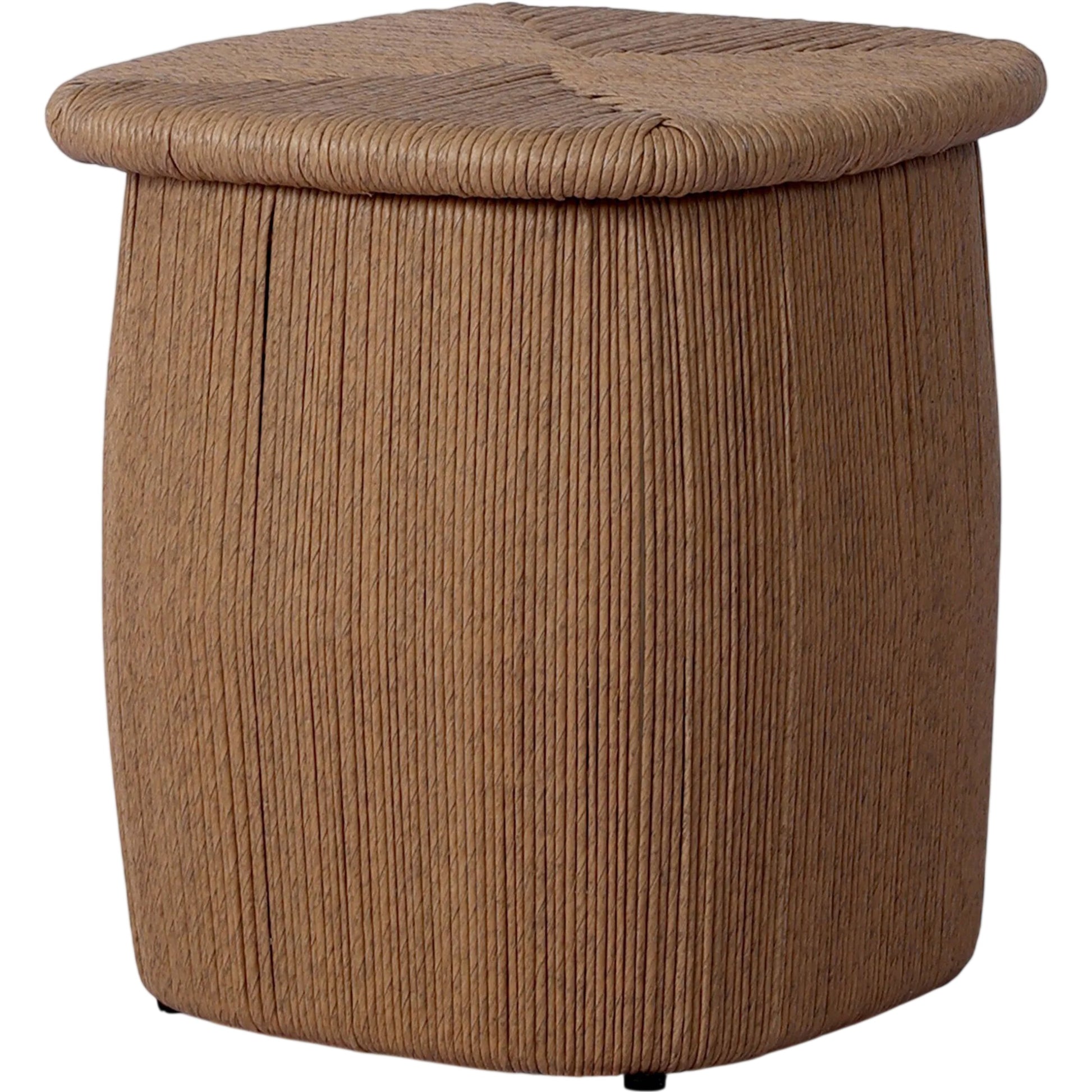 Taum Outdoor Stool by Four Hands in textured sand. Made from 100% polyethylene in a unique style.