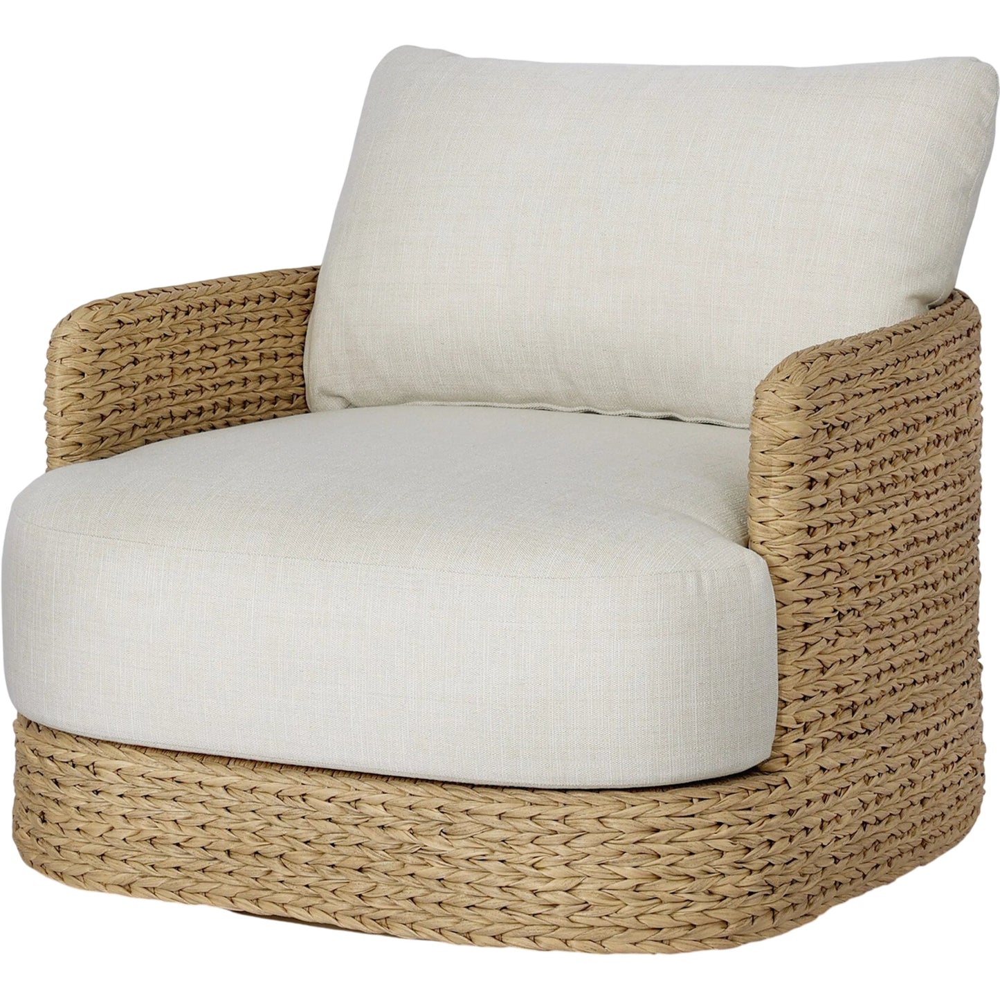 001 SI-2531601 | Primary Silo | Caney Outdoor Swivel Chair by Four Hands in coastal weave, vergo cream. Made from 100% polyethylene, 100% polyester in a rustic style.